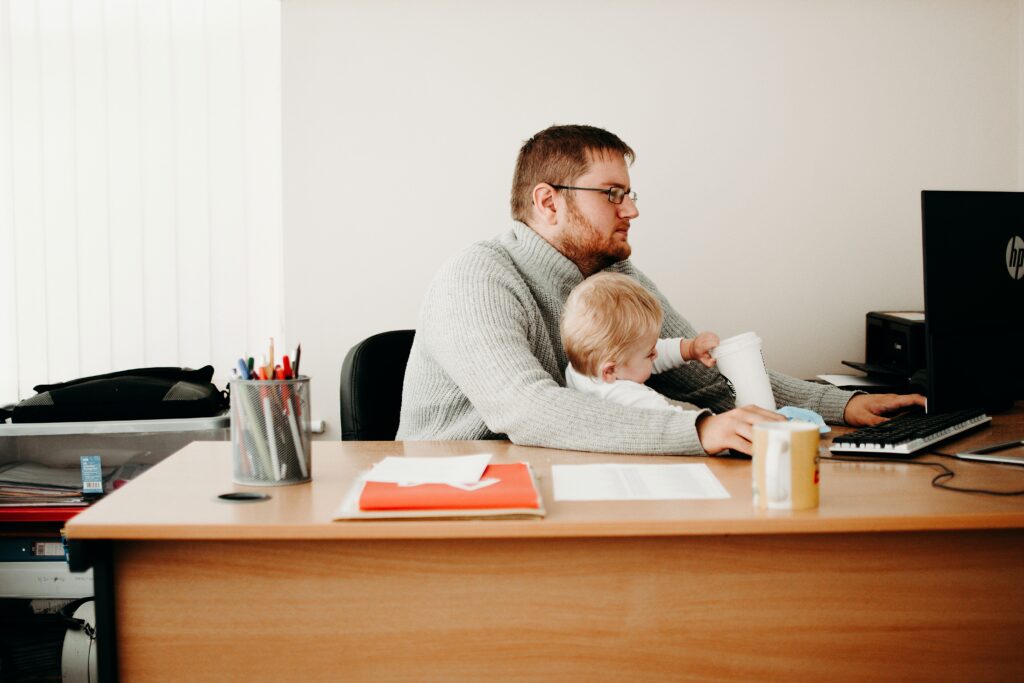 working parents with baby